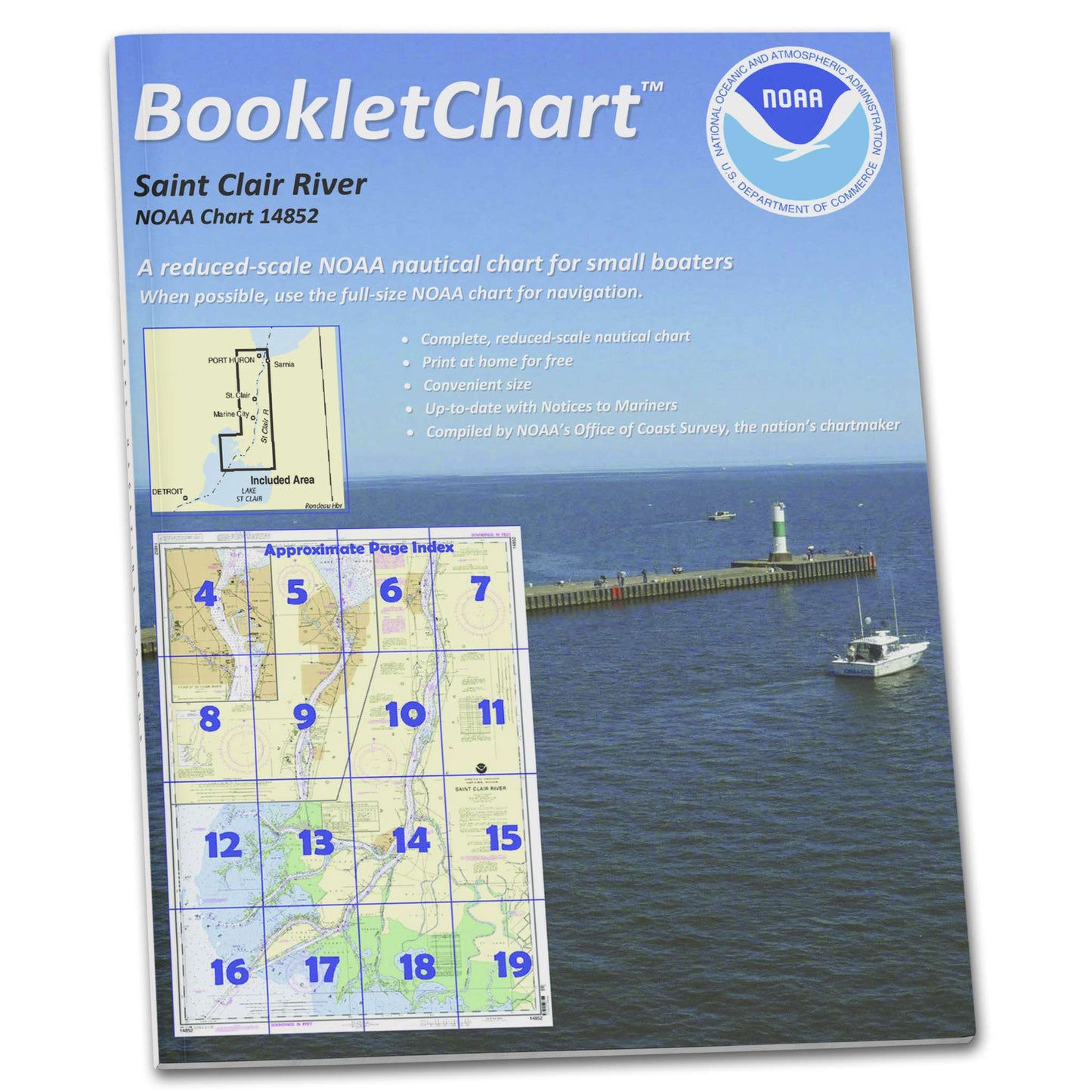 Paradise Clay CB14852 HISTORICAL NOAA Booklet Chart St. Clair River;Head of St. Clair River, Handy 8.5" x 11" Size. Paper Chart Book Designed for use Aboard Small Craft