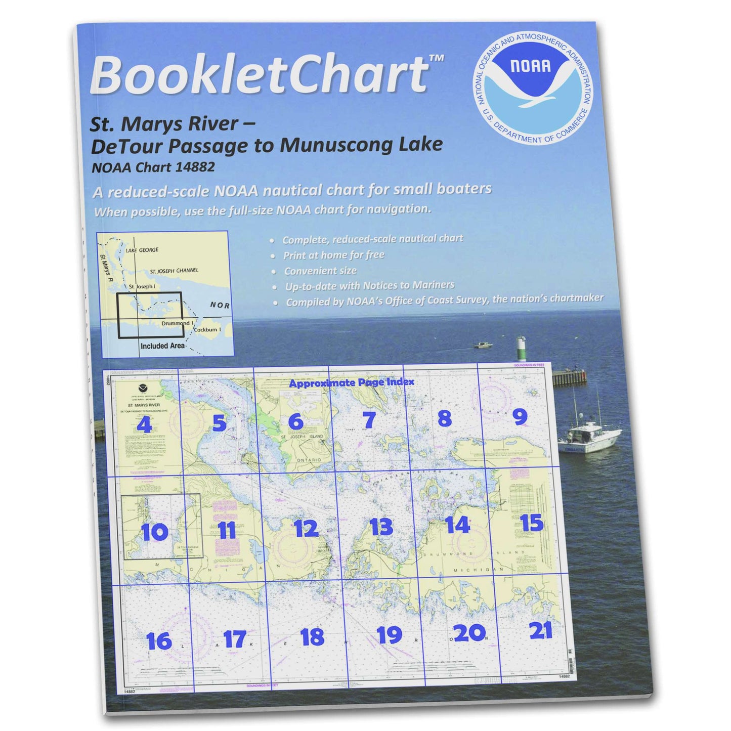 Paradise Clay CB14882 HISTORICAL NOAA Booklet Chart St. Mars River - Detour Passage to Munuscong Lake;Detour Passage