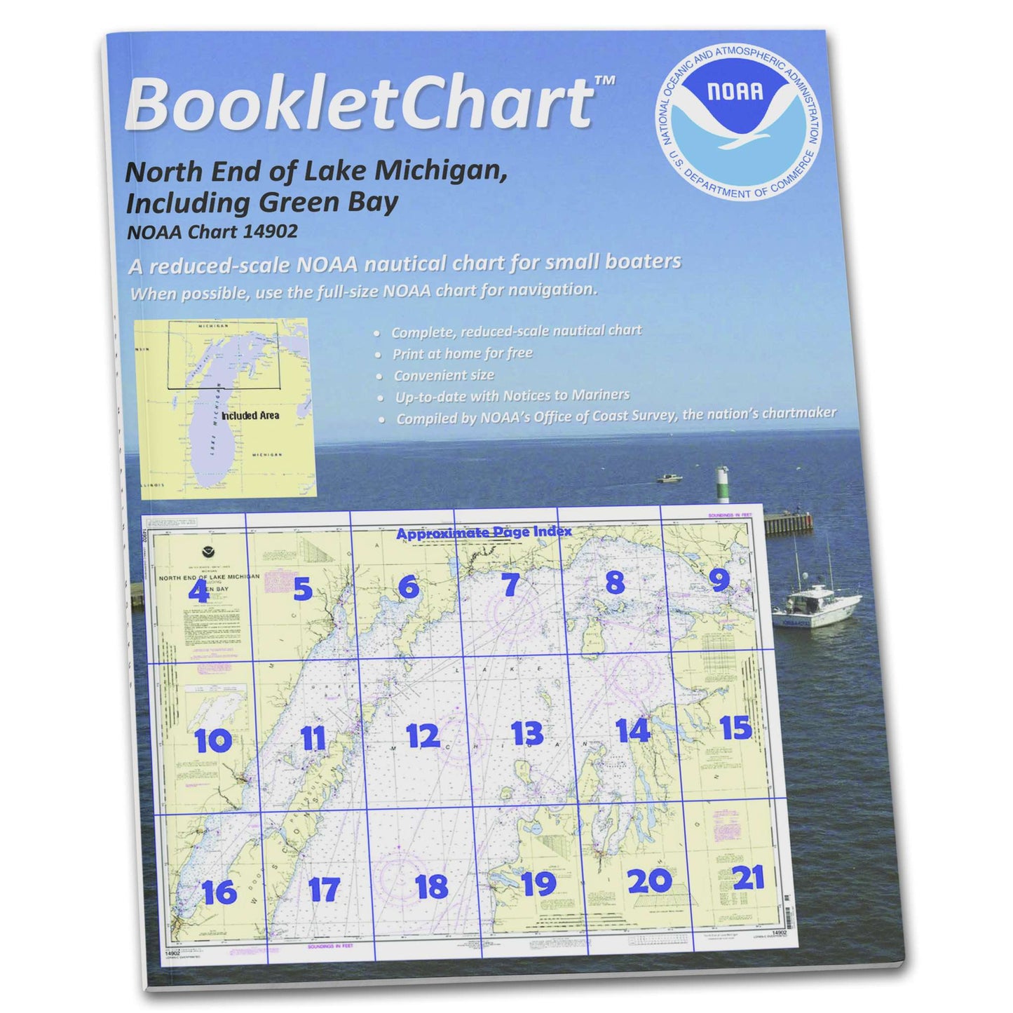 Paradise Clay CB14902 HISTORICAL NOAA Booklet Chart North end of Lake Michigan: Including Green Bay