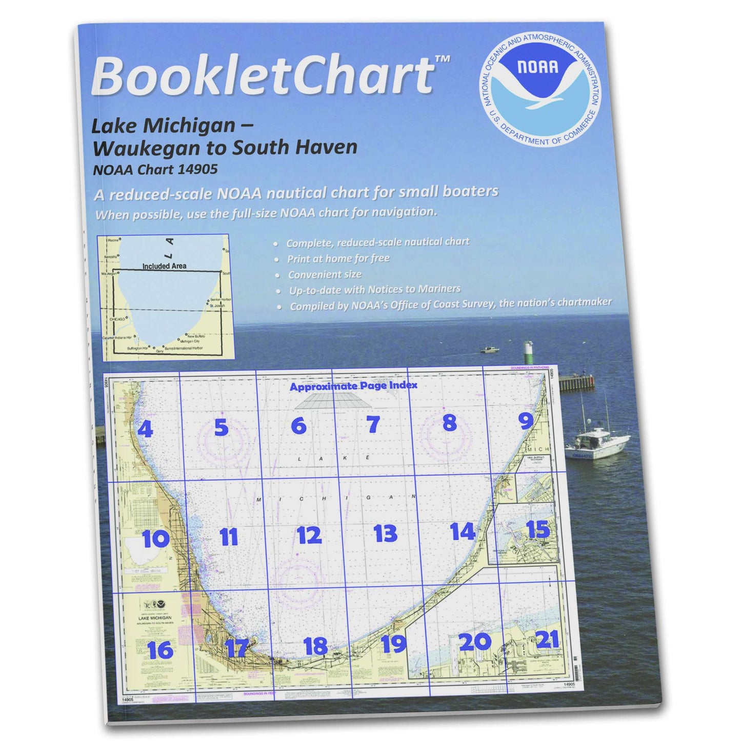 Paradise Clay CB14905 HISTORICAL NOAA Booklet Chart Waukegan to South Haven;Michigan City;Burns International Harbor;New B.