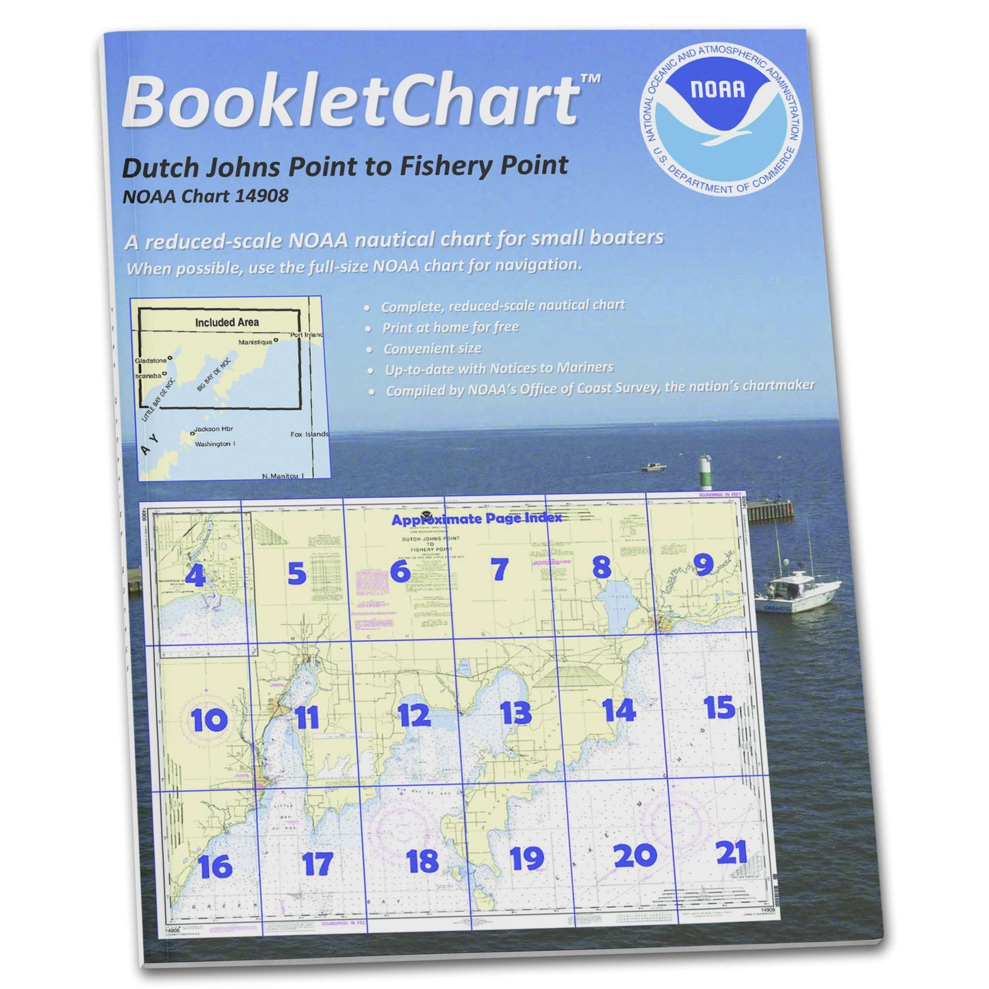 Paradise Clay CB14908 HISTORICAL NOAA Booklet Chart Dutch Johns Point to Fishery Point: Including Big Bay de Noc, etc.