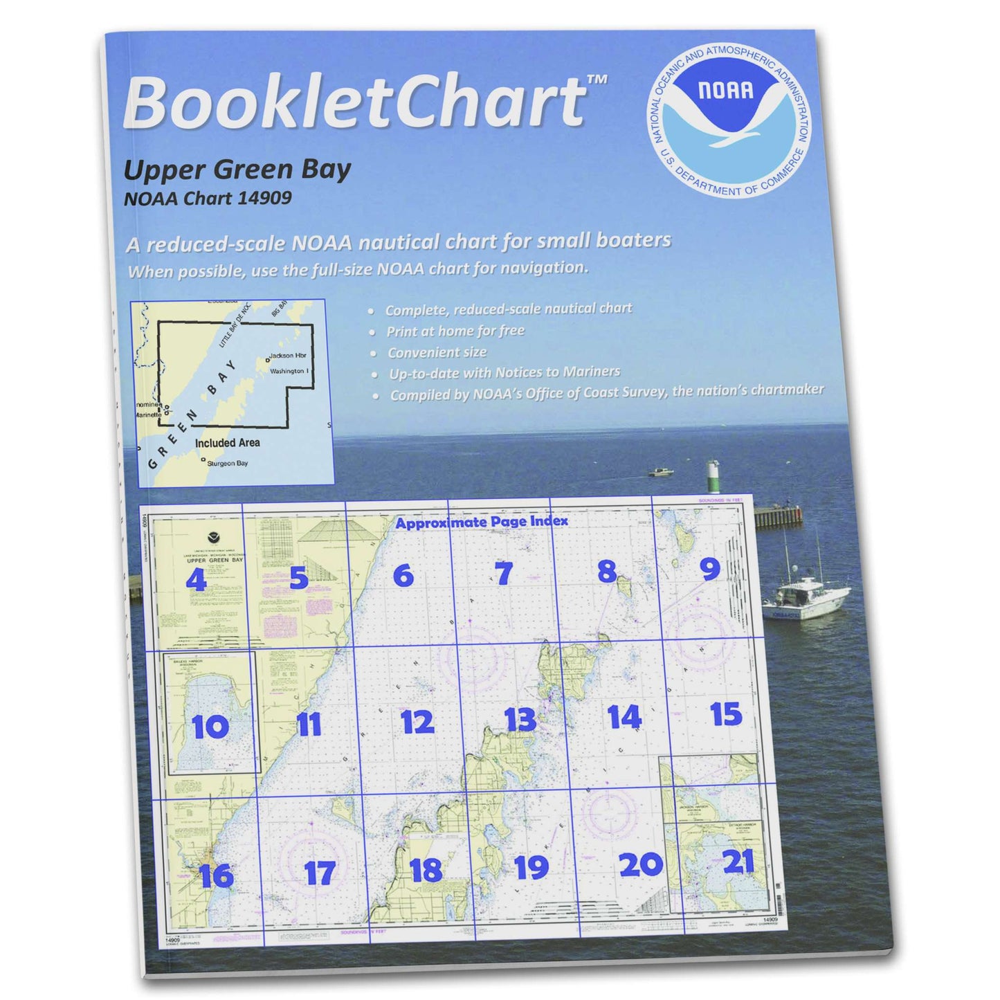Paradise Clay CB14909 HISTORICAL NOAA Booklet Chart Upper Green Bay - Jackson Harbor and Detroit Harbor;Detroit Harbor;Jac.