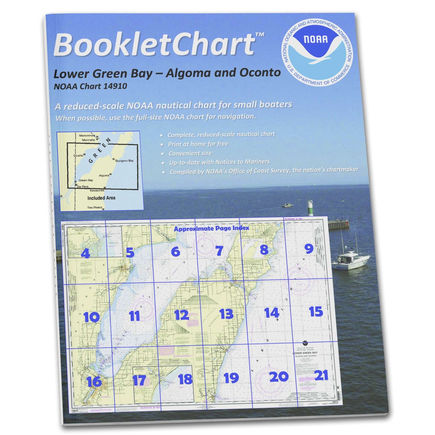 Paradise Clay CB14910 HISTORICAL NOAA Booklet Chart Lower Green Bay;Oconto Harbor;Algoma