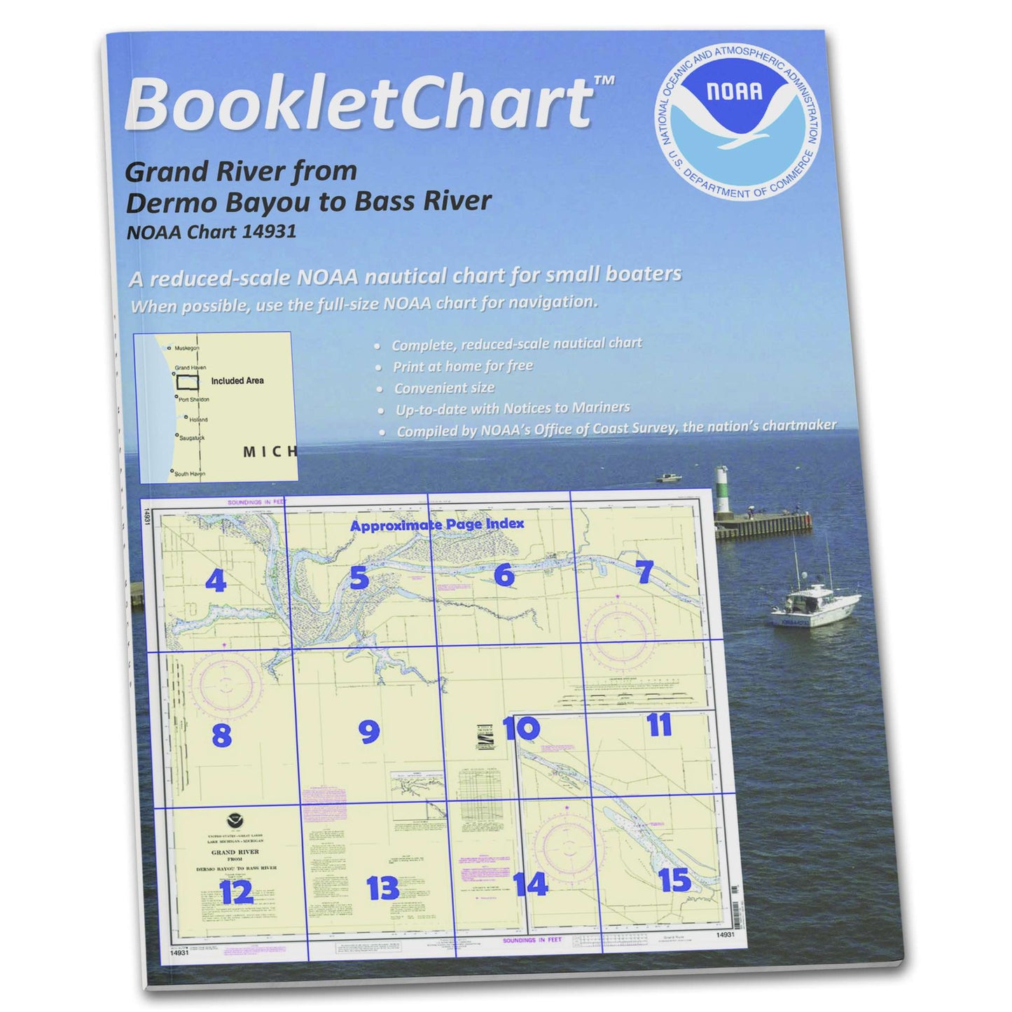 Paradise Clay CB14931 HISTORICAL NOAA Booklet Chart Grand River from Dermo Bayou to Bass River