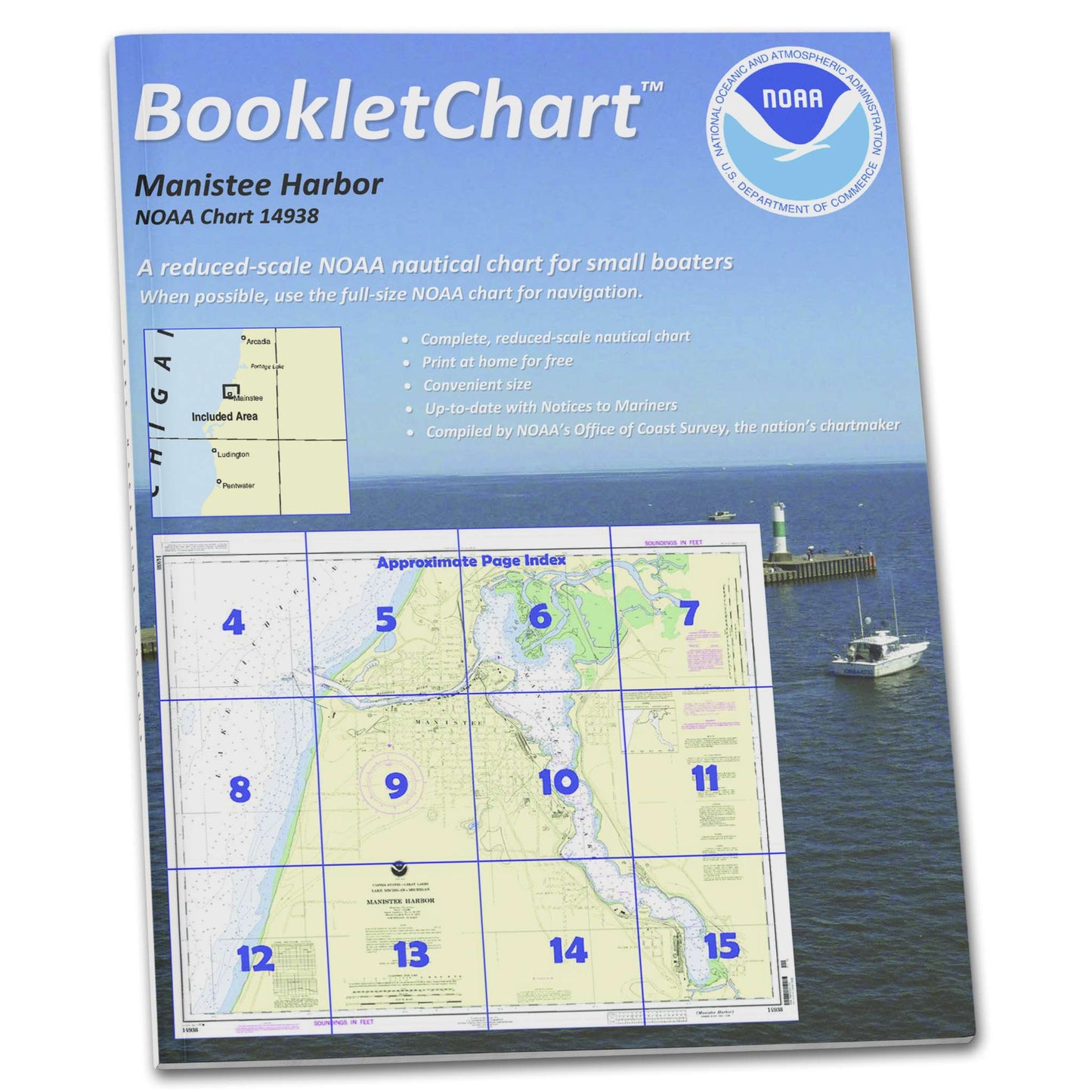 Paradise Clay CB14938 HISTORICAL NOAA Booklet Chart Manistee Harbor and Manistee Lake