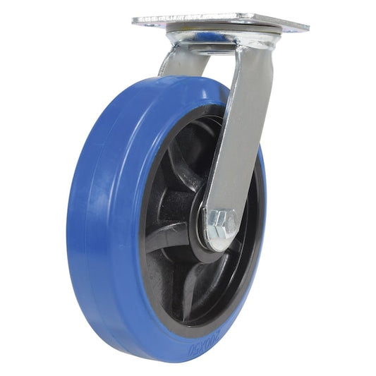 Vestil CST-BB-8X2ER-S Elastic Rubber Swivel Caster 8 In. Diameter x 2 In. Width 770 Lb. Capacity Blue/Black