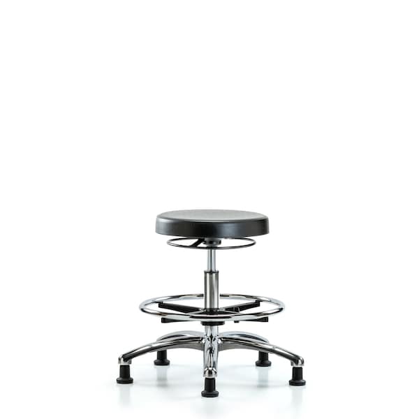 Blue Ridge Ergonomics PMBSO-CR-CF-RG Polyurethane Stool Chrome - Medium Bench Height with Chrome Foot Ring & Stationary Glides