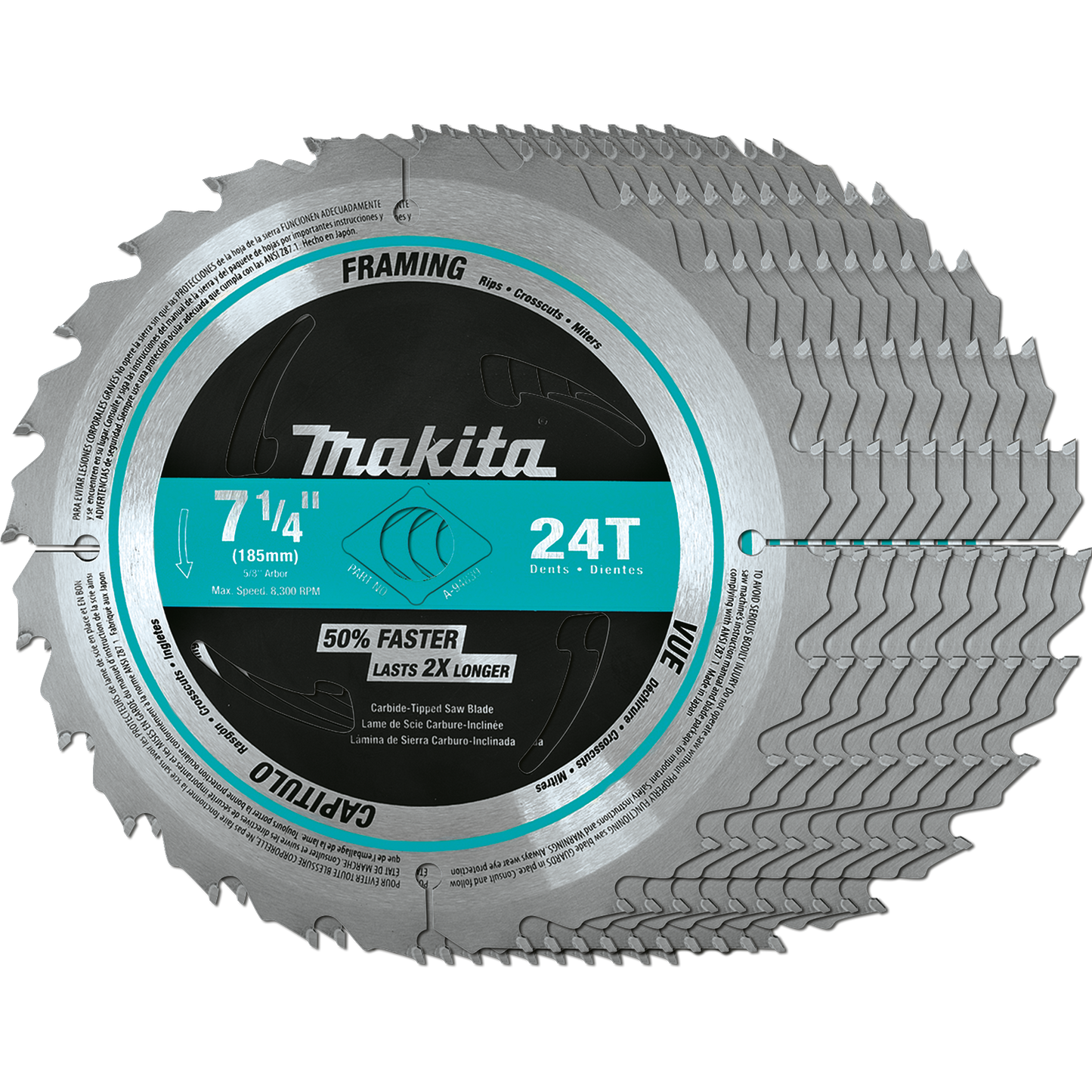 Makita A-94839-10 7‘1/4" 24T Carbide‘Tipped Circular Saw Blade, Framing, 10/pk