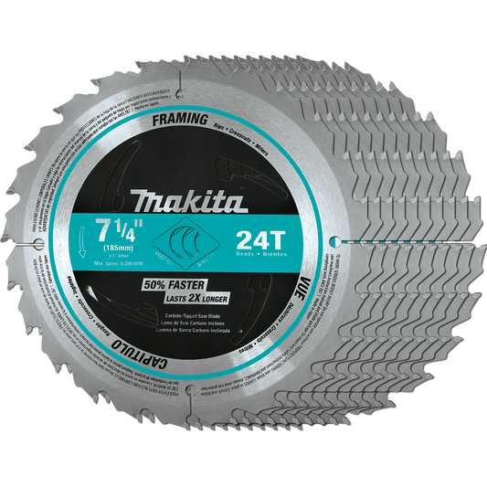 Makita A-94839-10 7‘1/4" 24T Carbide‘Tipped Circular Saw Blade, Framing, 10/pk