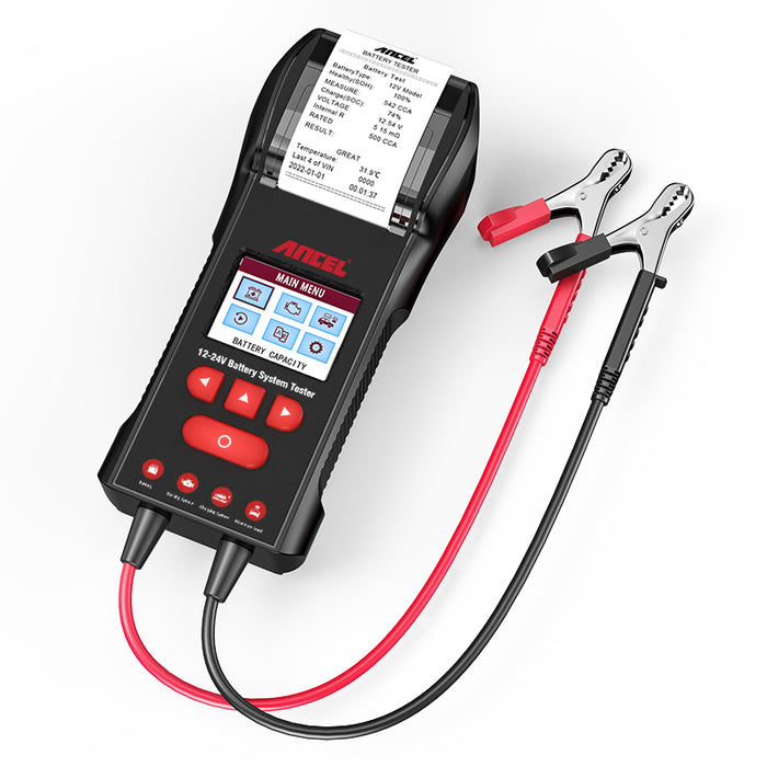 Ancel BST600 12V & 24V Car Battery Load Tester with Built-In Printer – Professional Automotive Analyzer