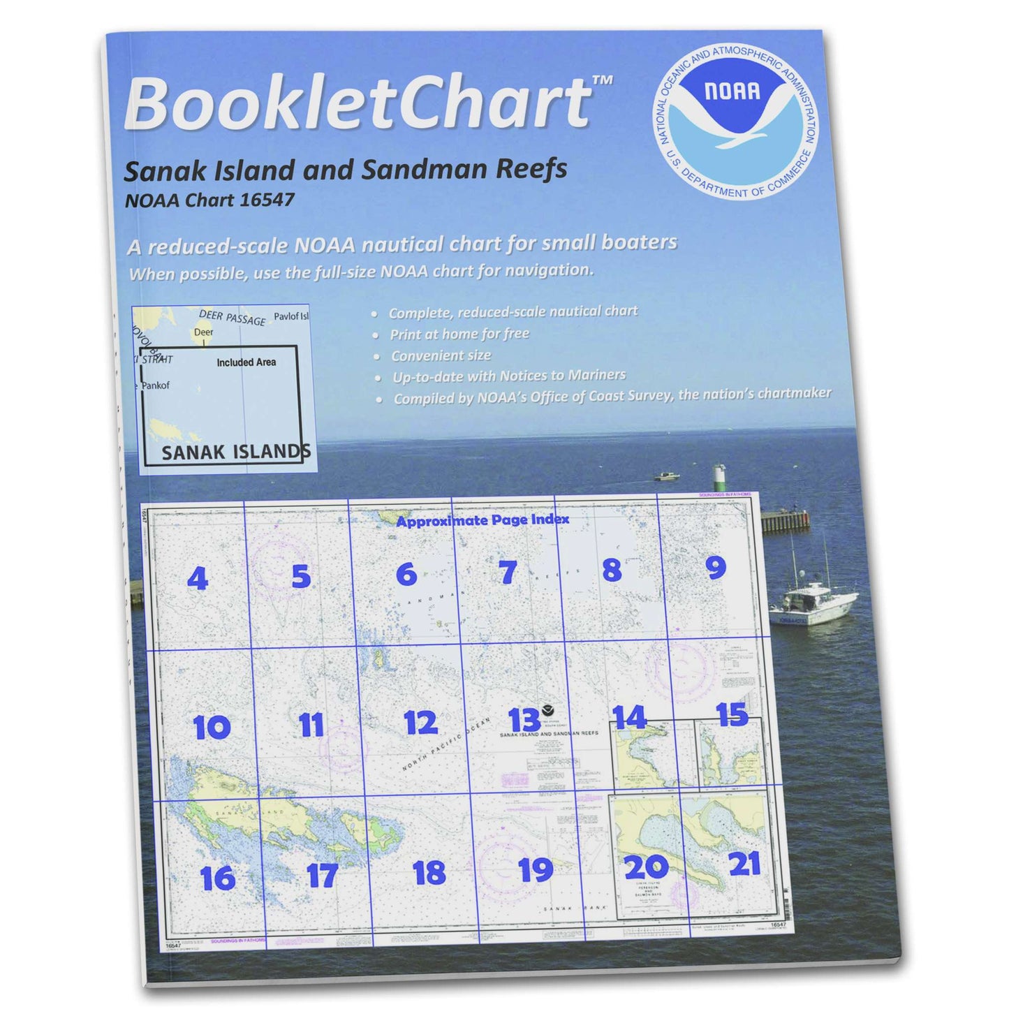 Paradise Clay CB16547 HISTORICAL NOAA Booklet Chart Sanak Island and Sandman Reefs;Northeast Harbor;Peterson and Salmon, etc.