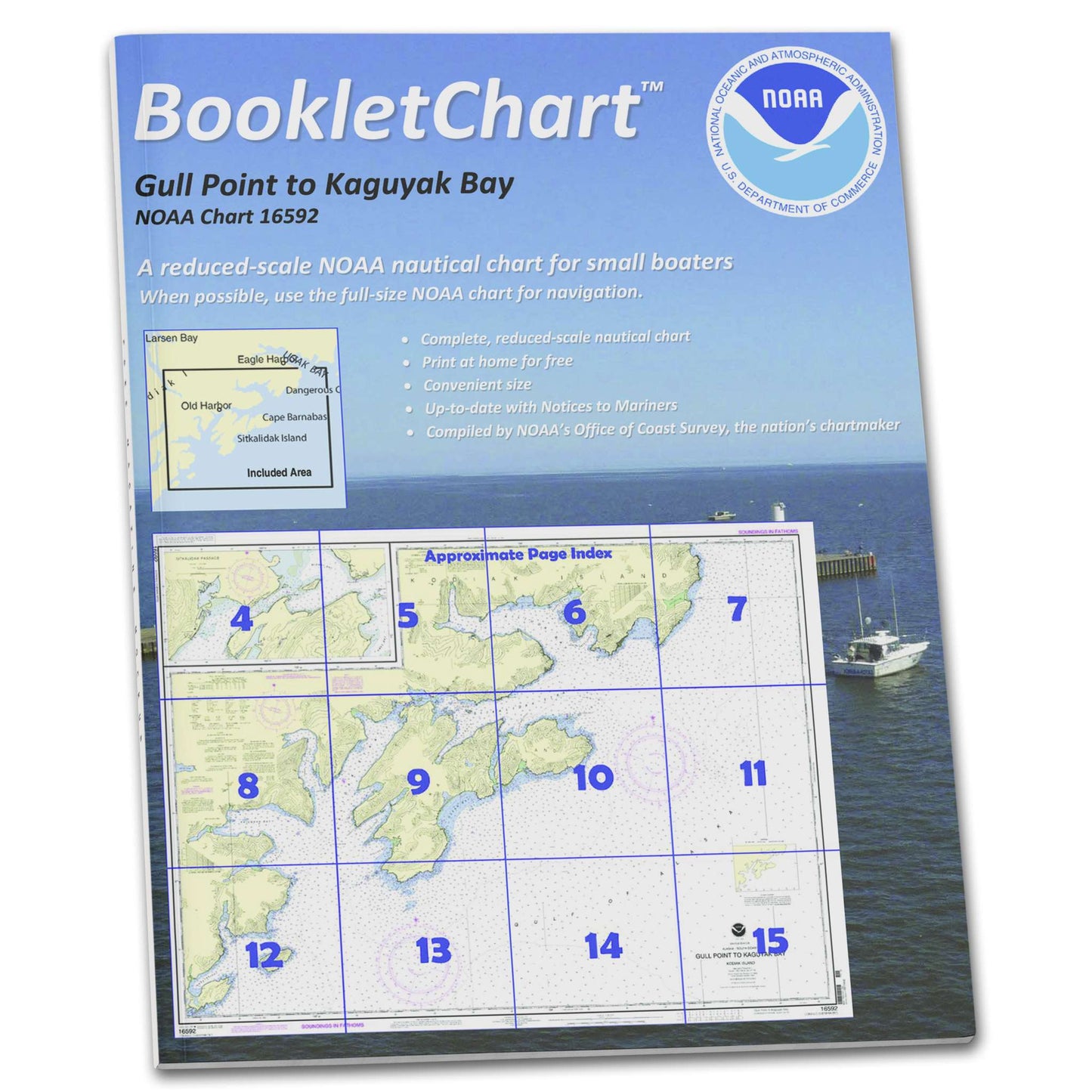 Paradise Clay CB16592 HISTORICAL NOAA Booklet Chart Kodiak Island Gull Point to Kaguyak Bay;Sitkalidak Passage