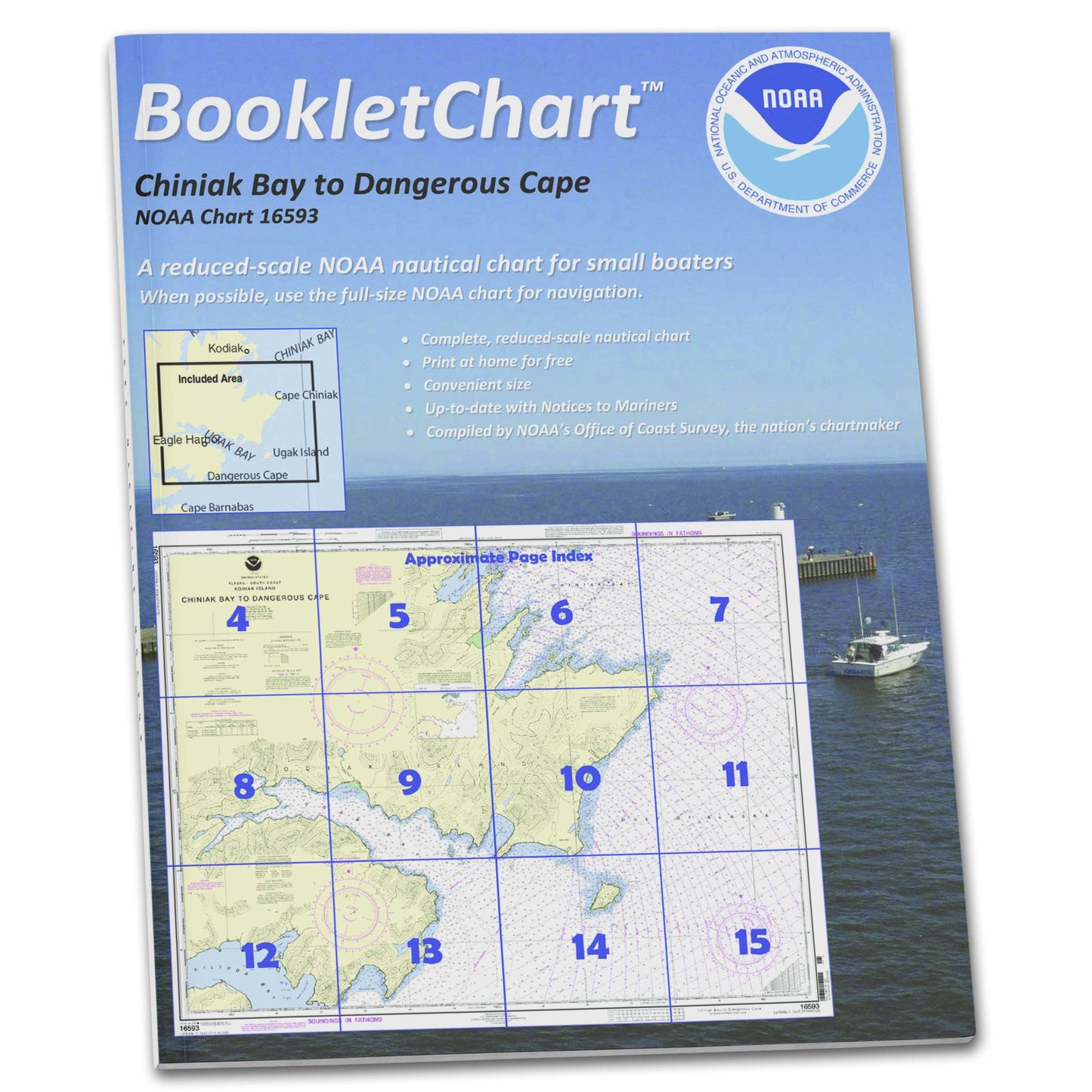 Paradise Clay CB16593 HISTORICAL NOAA Booklet Chart Chiniak Bay to Dangerous Cape