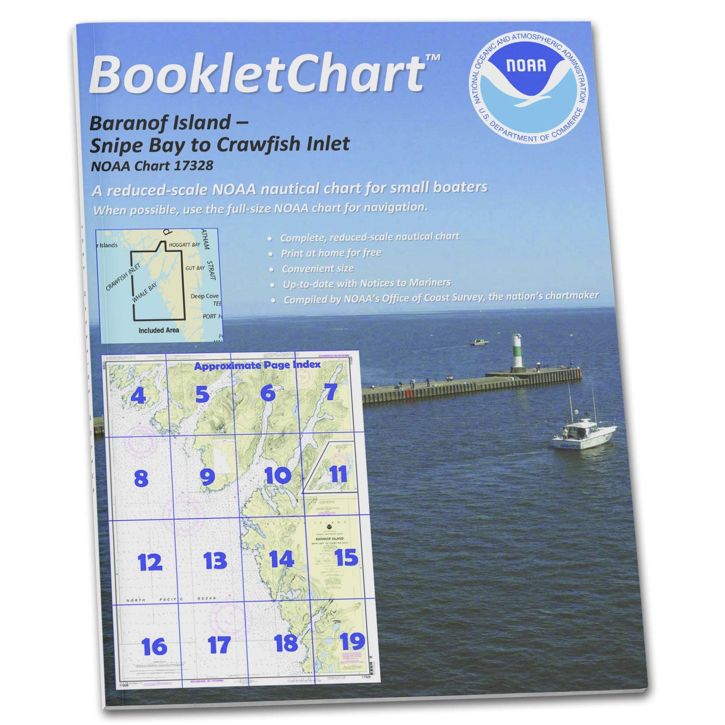 Paradise Clay CB17328 HISTORICAL NOAA Booklet Chart Snipe Bay to Crawfish Inlet:Baranof l.