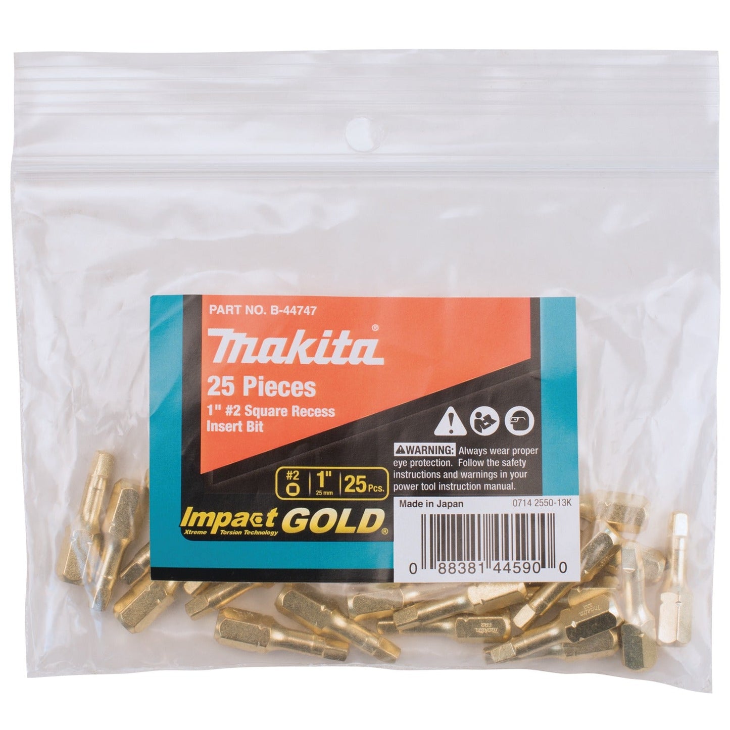 Makita B-44747 Impact GOLD® #2 Square Insert Bit, 25/pk