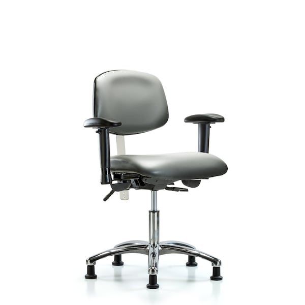 Blue Ridge Ergonomics NCR-VDHCH-CR-T0-A0-RG-8840 Class 100 Vinyl Clean Room Chair - Desk Height with Stationary Glides in Sterling Supernova™ Vinyl
