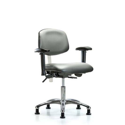 Blue Ridge Ergonomics NCR-VDHCH-CR-T0-A0-RG-8840 Class 100 Vinyl Clean Room Chair - Desk Height with Stationary Glides in Sterling Supernova™ Vinyl