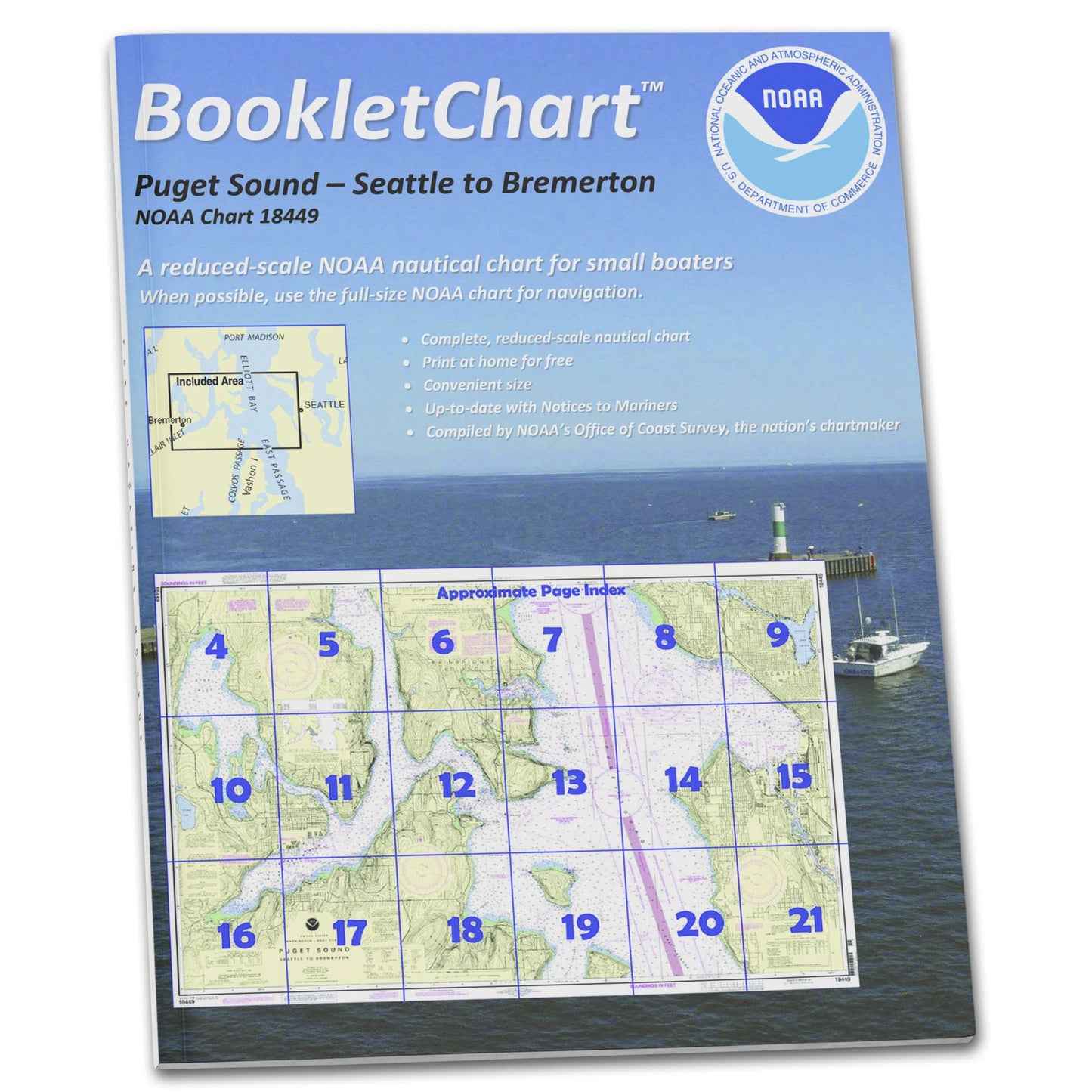 Paradise Clay CB18449 HISTORICAL NOAA Booklet Chart Puget Sound-Seattle to Bremerton