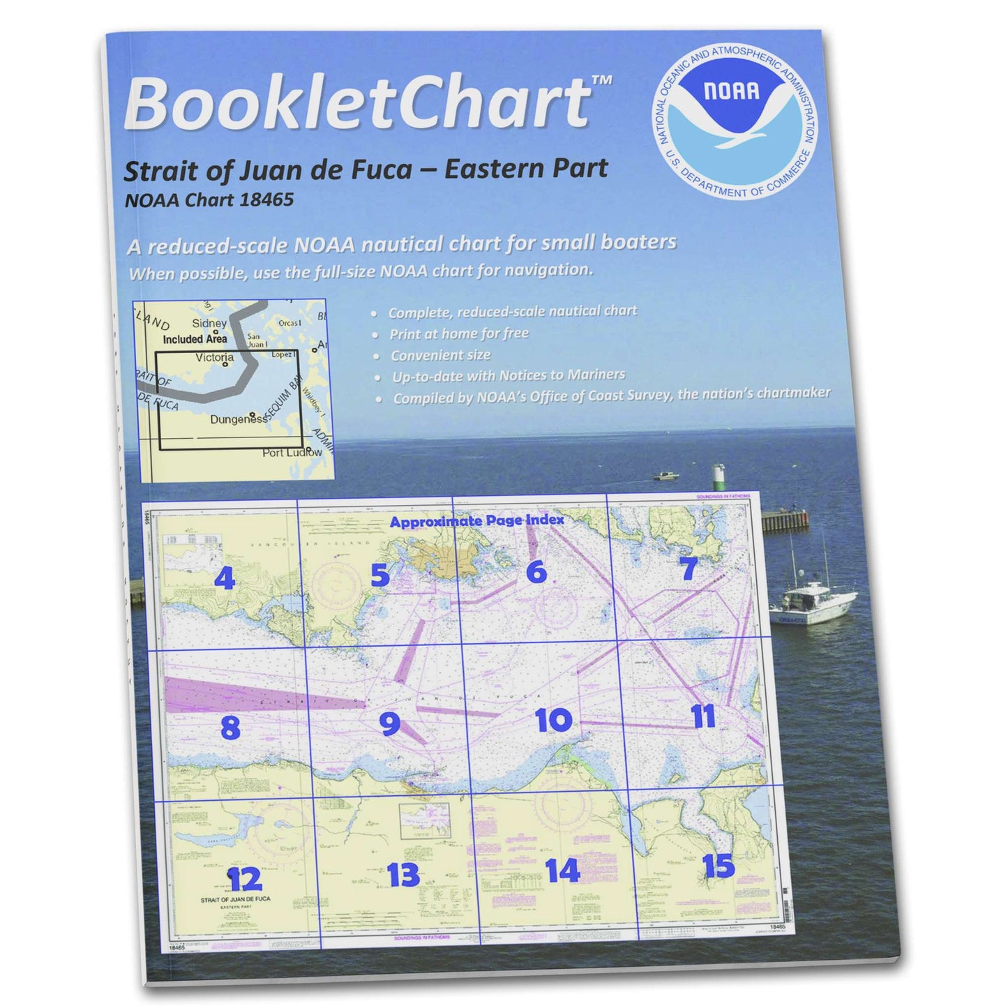 Paradise Clay CB18465 HISTORICAL NOAA Booklet Chart Strait of Juan de Fuca-Eastern Part