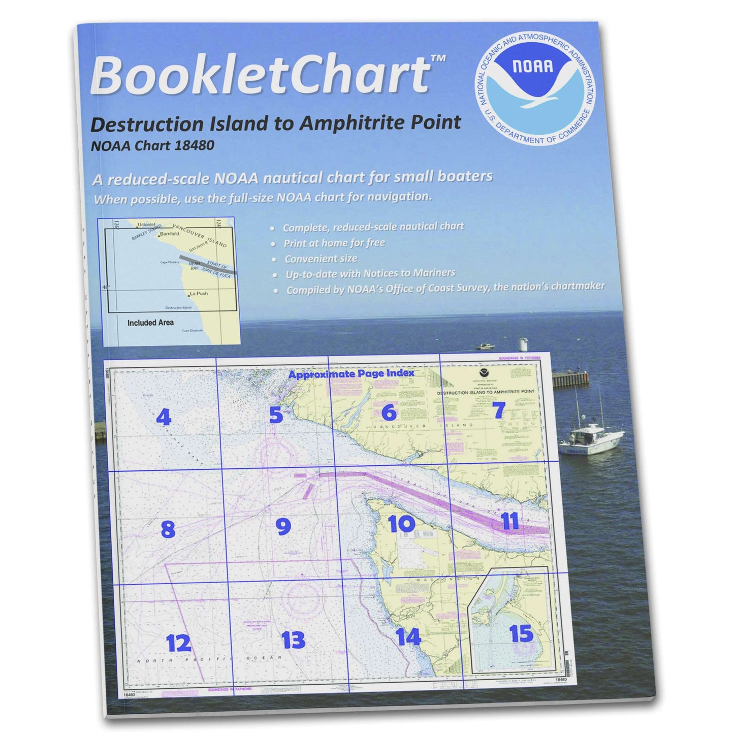 Paradise Clay CB18480 HISTORICAL NOAA Booklet Chart Approaches to Strait of Juan de Fuca Destruction lsland to Amphitrite