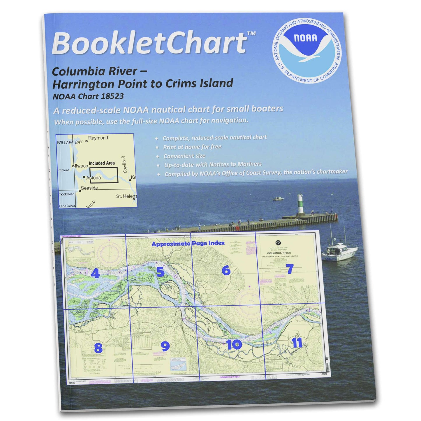 Paradise Clay CB18523 HISTORICAL NOAA Booklet Chart Columbia River Harrington Point to Crims Island