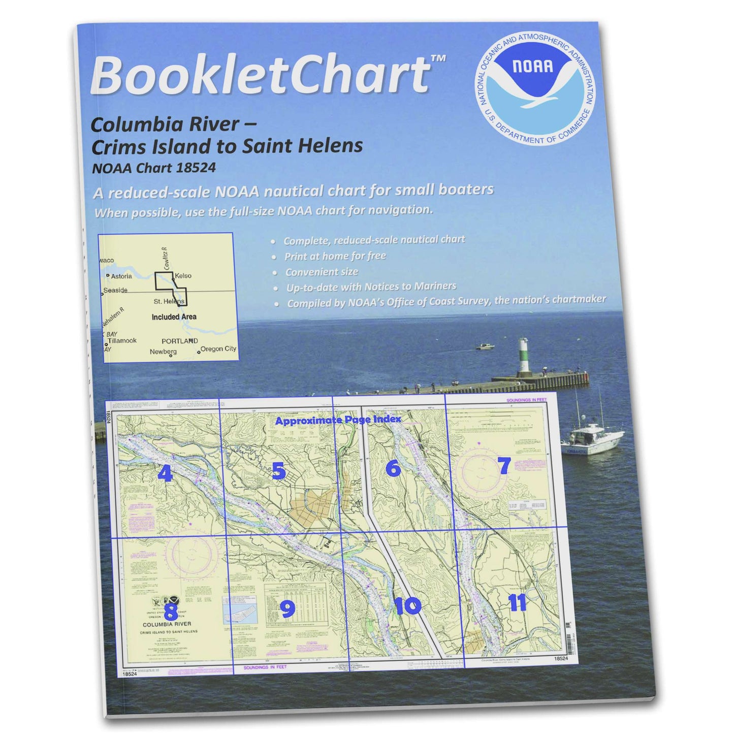 Paradise Clay CB18524 HISTORICAL NOAA Booklet Chart Columbia River Crims Island to Saint Helens