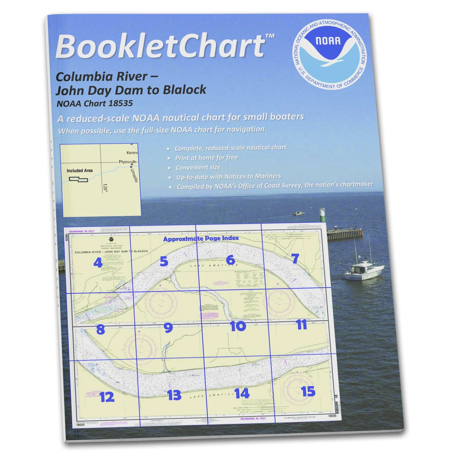 Paradise Clay CB18535 HISTORICAL NOAA Booklet Chart Columbia River John Day Dam to Blalock