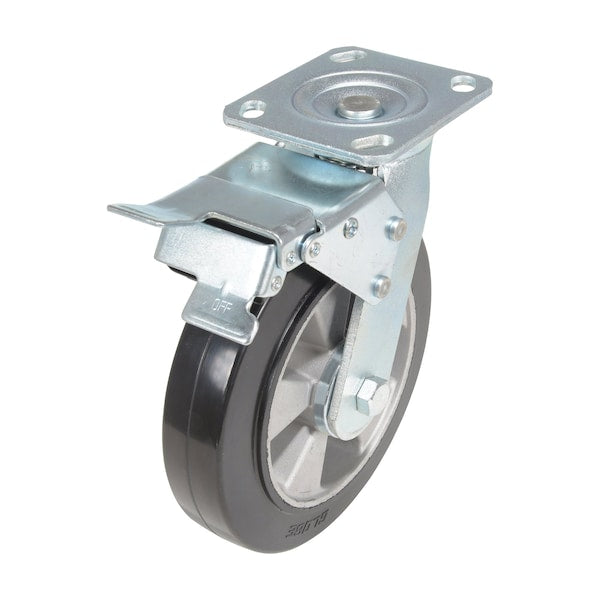 Vestil CST-VE-8X2MRA-SWTB Rubber Swivel With Total Brake Caster 8 In. Diameter x 2 In. Width 881 lb Black/Gold