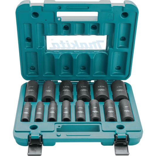 Makita A-96372 14 Pc. 1/2" Drive Deep Well SAE Impact Socket Set