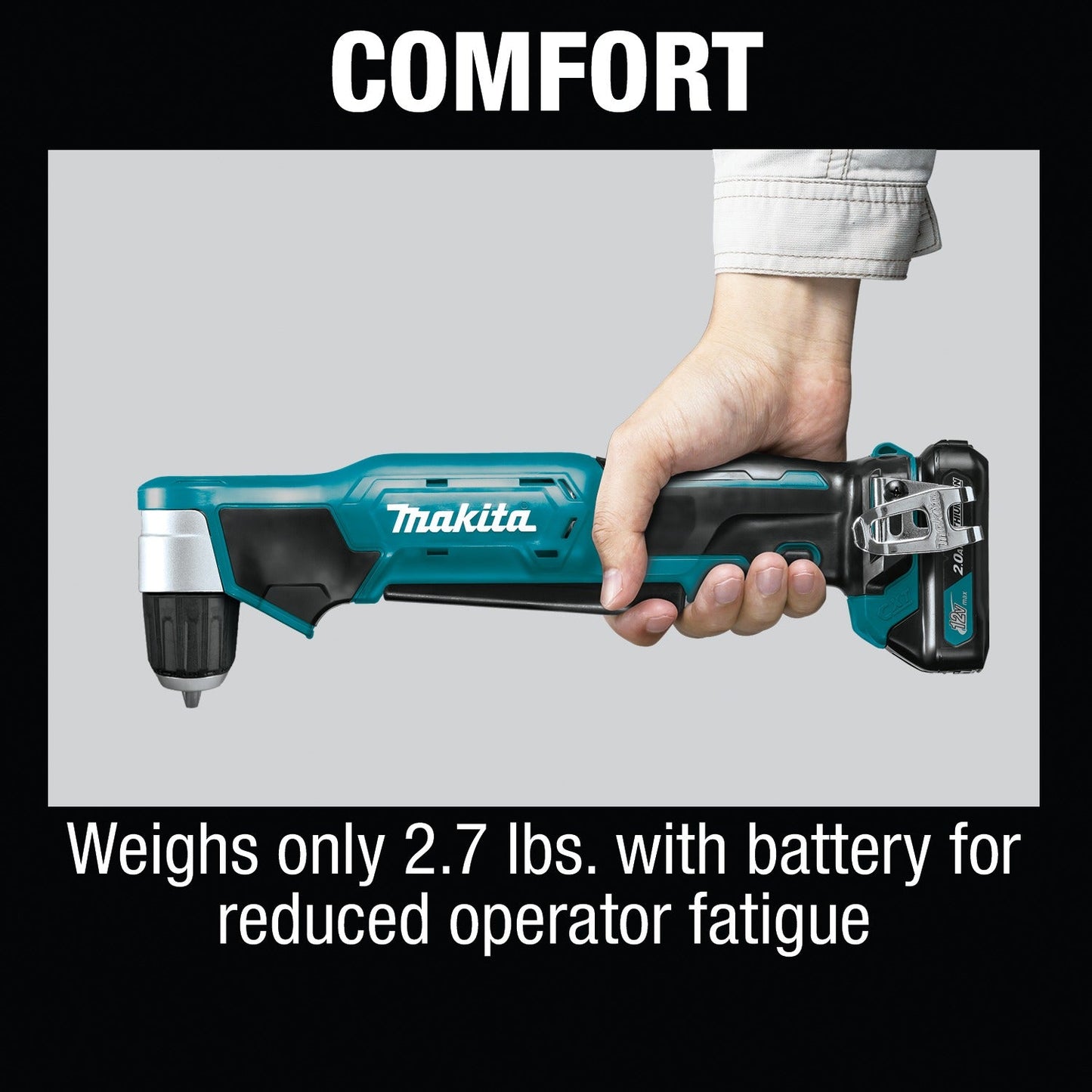 Makita AD04R1 12V max CXT® Lithium‘Ion Cordless 3/8" Right Angle Drill Kit (2.0Ah)