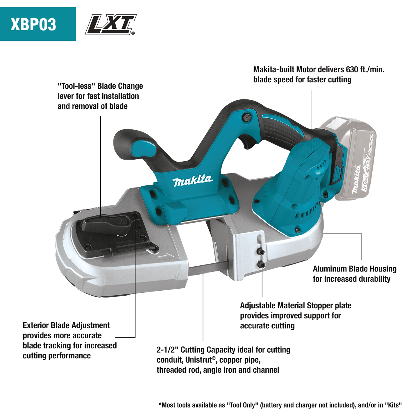 Makita XBP03Z 18V LXT® Lithium‘Ion Cordless Compact Band Saw, Tool Only