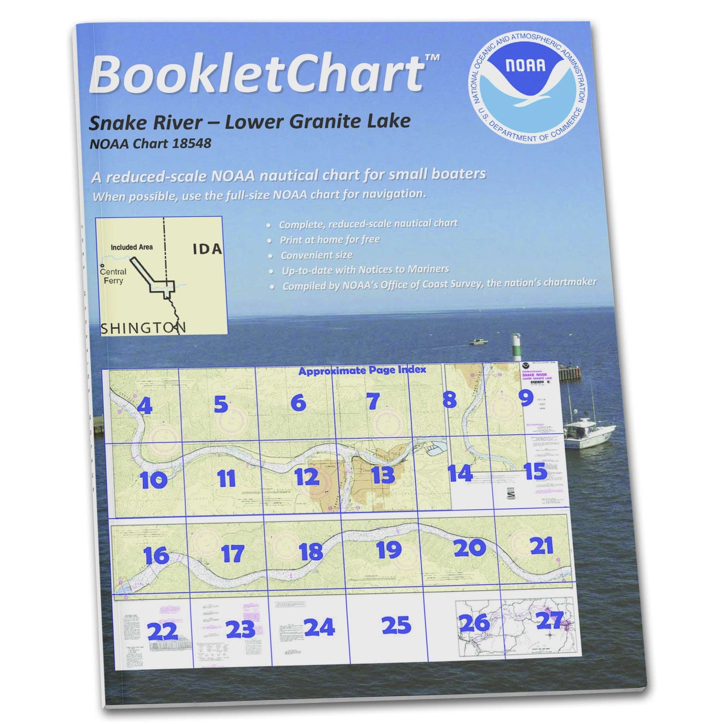 Paradise Clay CB18548 HISTORICAL NOAA Booklet Chart Snake River-Lower Granite Lake Franklin D. Roosevelt Lake