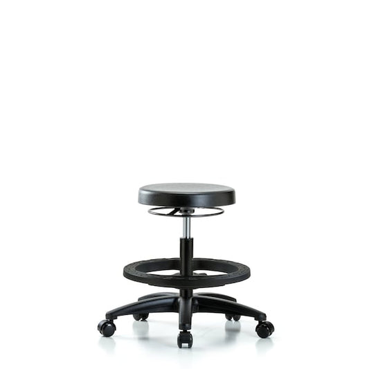 Blue Ridge Ergonomics PMBSO-RG-BF-RC Polyurethane Stool - Medium Bench Height with Black Foot Ring & Casters