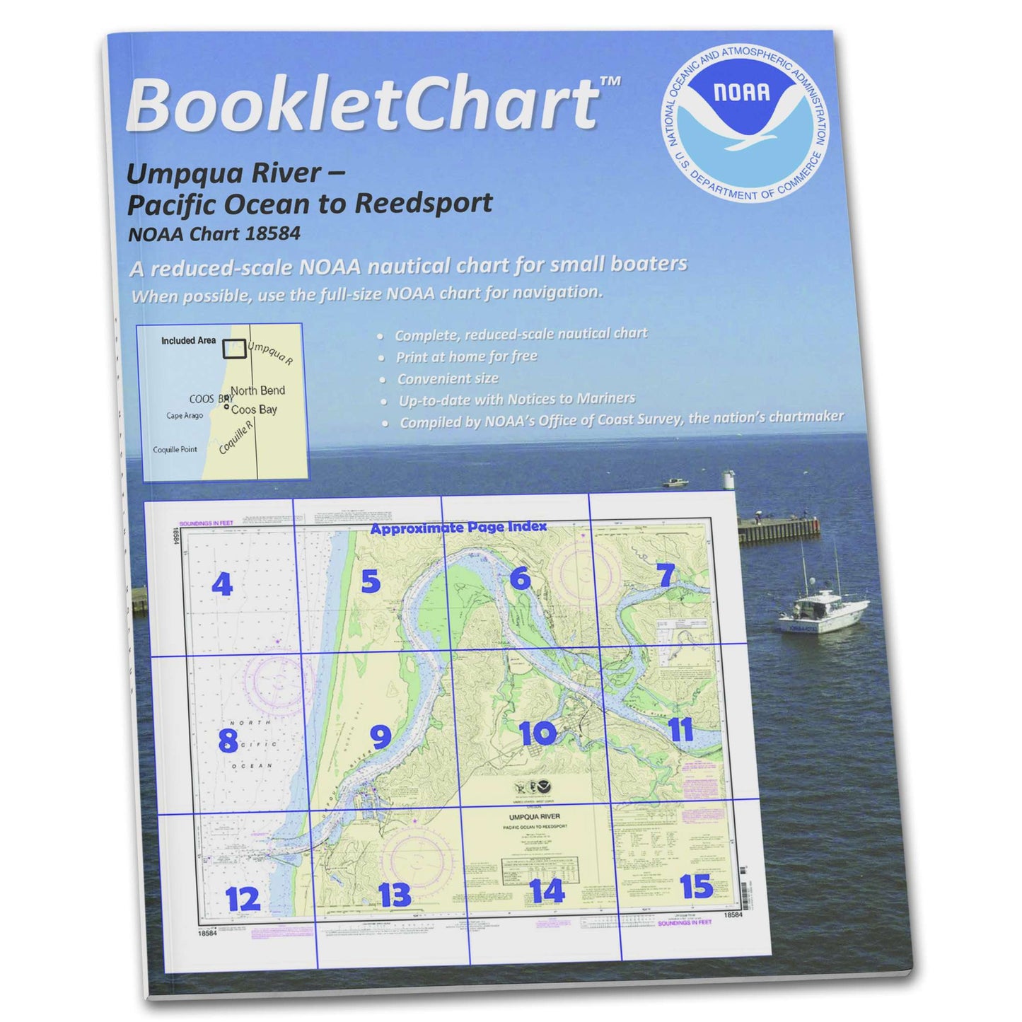 Paradise Clay CB18584 HISTORICAL NOAA Booklet Chart Umpqua River Pacific Ocean to Reedsport