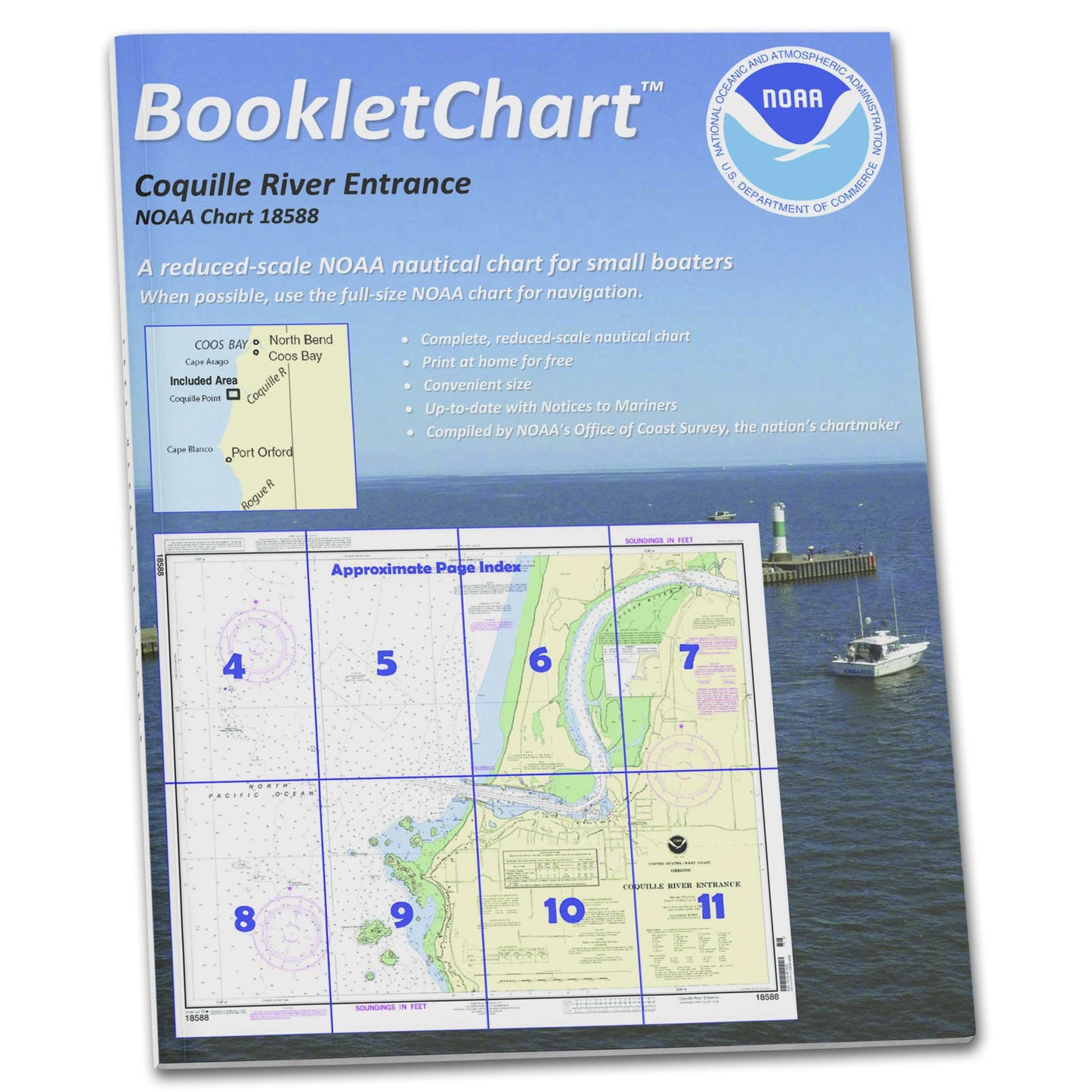 Paradise Clay CB18588 HISTORICAL NOAA Booklet Chart Coquille River Entrance