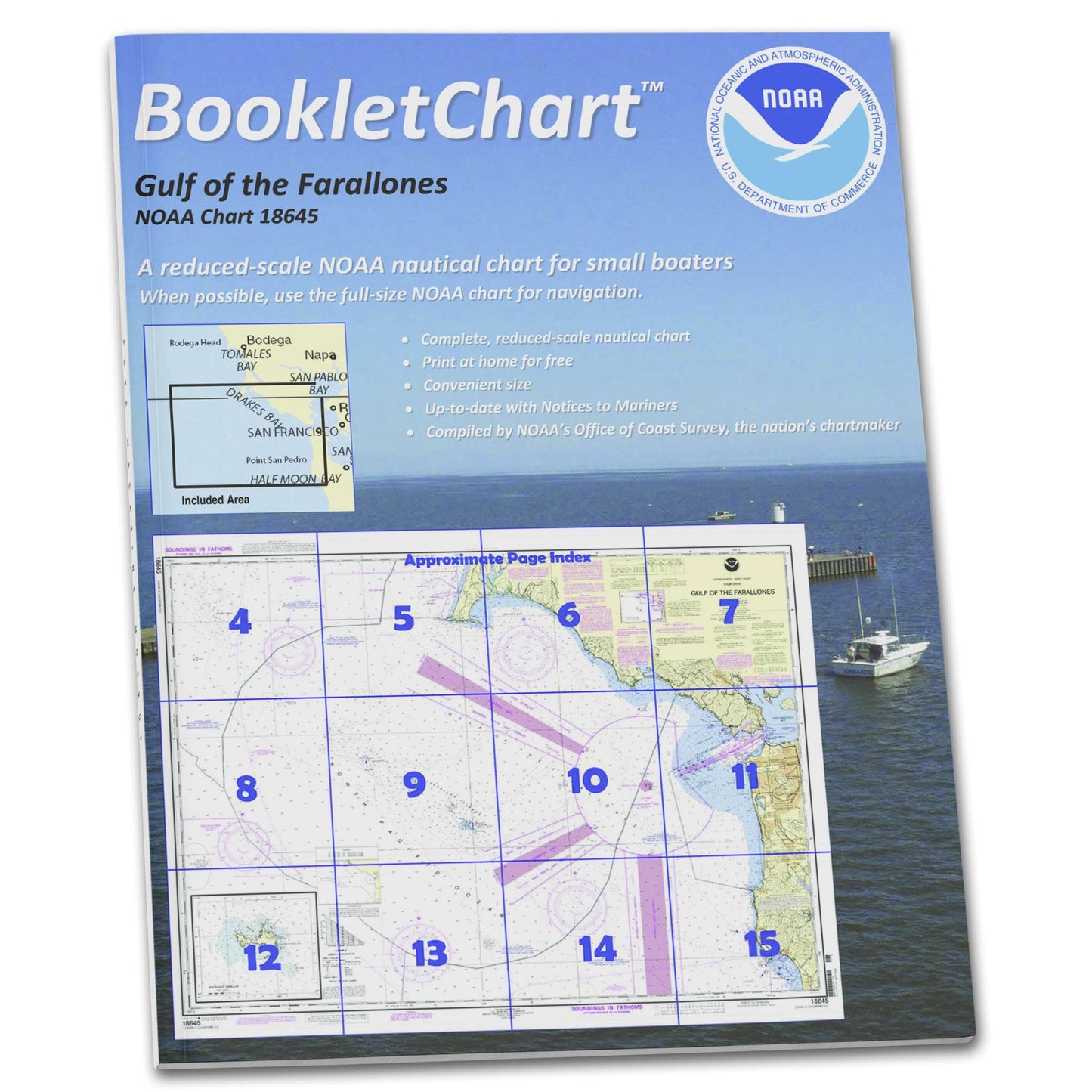 Paradise Clay CB18645 NOAA Booklet Chart Gulf of The Farallones;Southeast Farallon, Handy 8.5" x 11" Size. Paper Chart Book Designed for use Aboard Small Craft