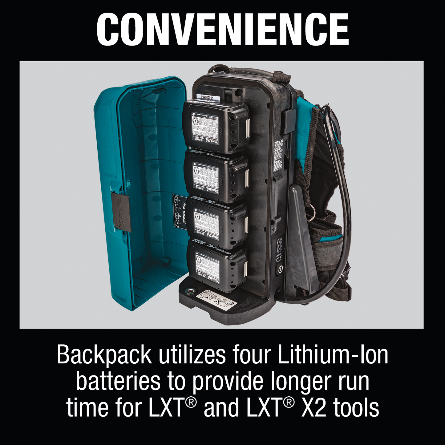 Makita PDC01G6 ConnectX,, LXT®, LXT® X2 and XGT® Portable Backpack Power Supply with 6 Batteries (6.0Ah)