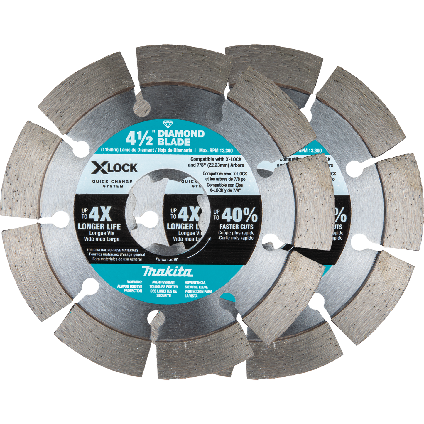 Makita E-07200 X‘LOCK 4‘1/2" Segmented Diamond Blade for Masonry Cutting, 2/pk