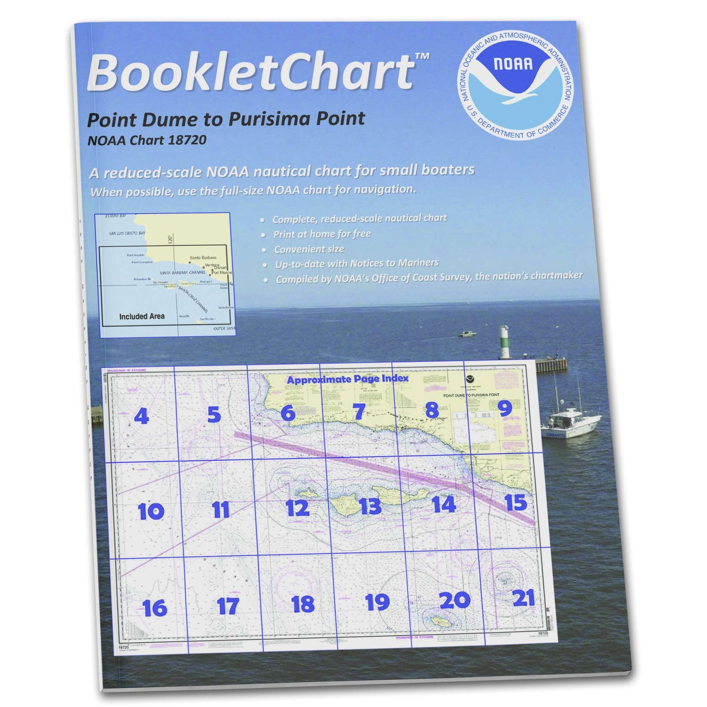 Paradise Clay CB18720 HISTORICAL NOAA Booklet Chart Point Dume to Purisma Point, Handy 8.5" x 11" Size. Paper Chart Book Designed for use Aboard Small Craft