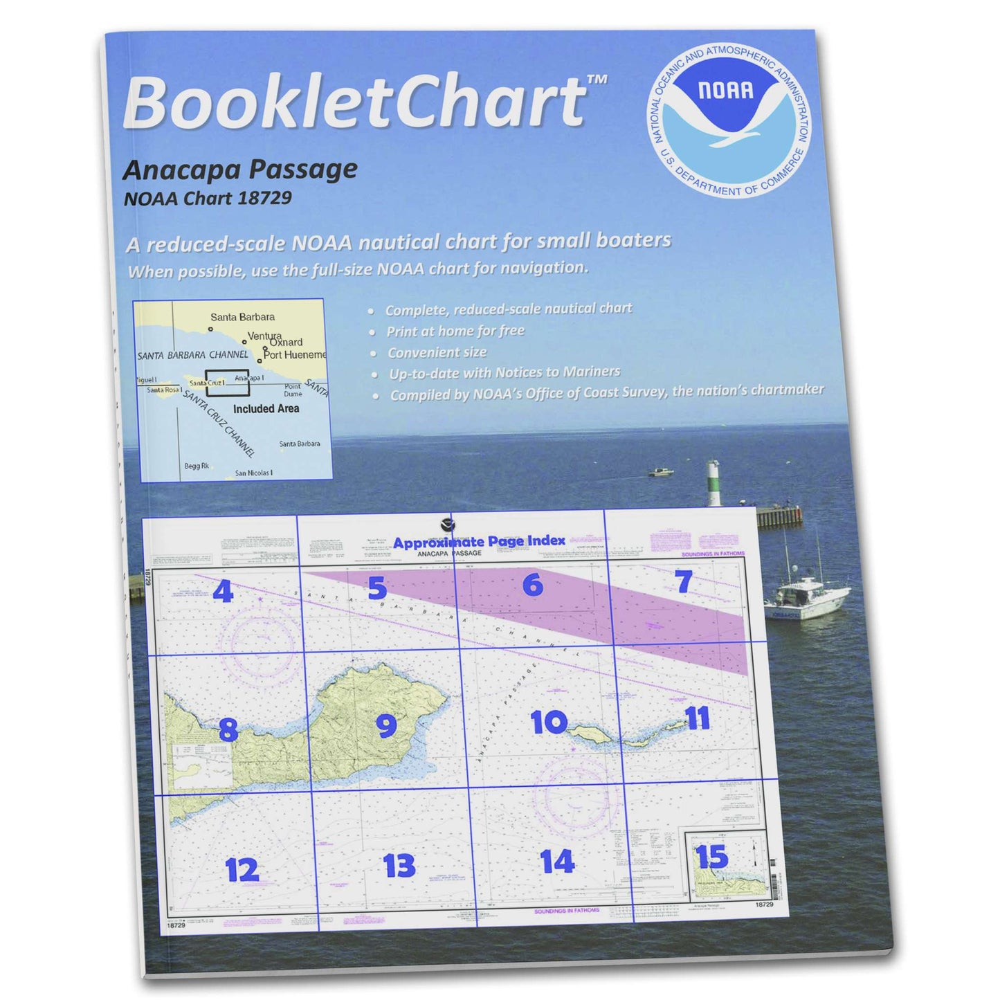 Paradise Clay CB18729 HISTORICAL NOAA Booklet Chart Anacapa Passage;Prisoners Harbor, Handy 8.5" x 11" Size. Paper Chart Book Designed for use Aboard Small Craft