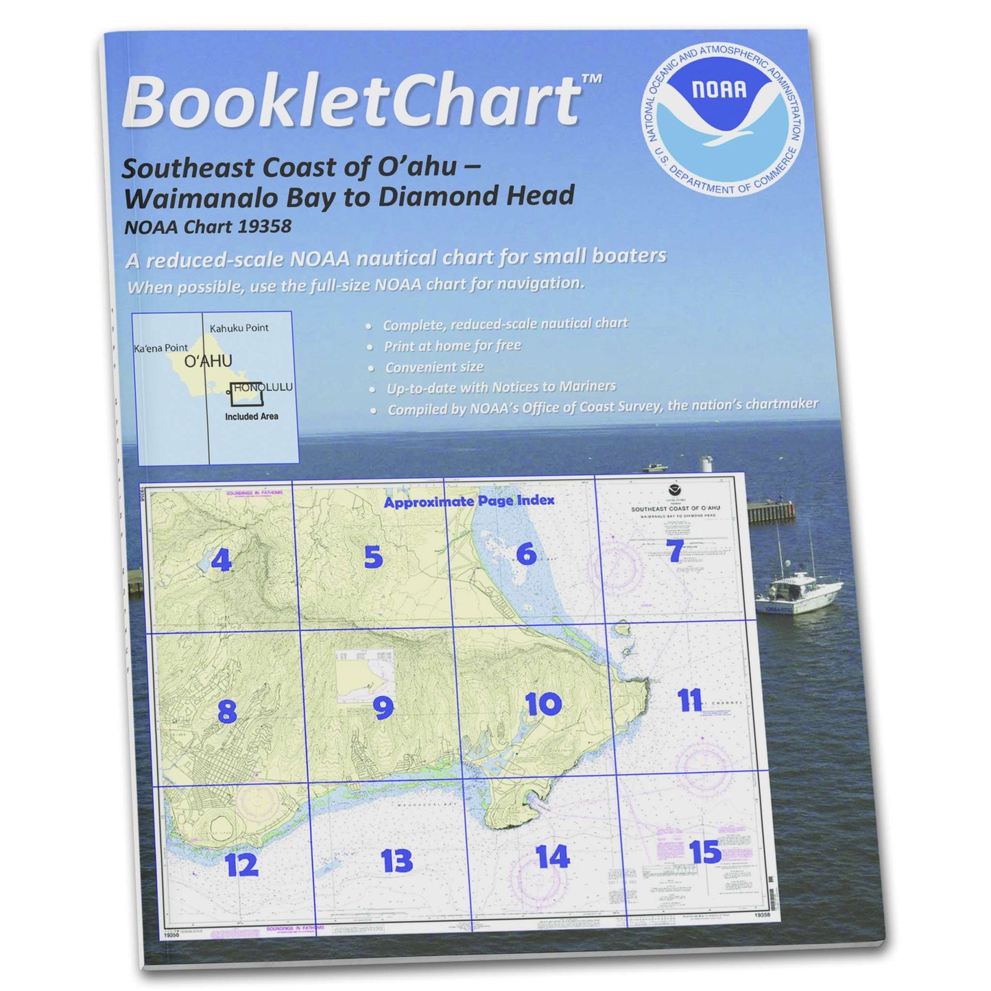 Paradise Clay CB19358 NOAA Booklet Chart Southeast Coast of O'ahu Waimanalo Bay to Diamond Head