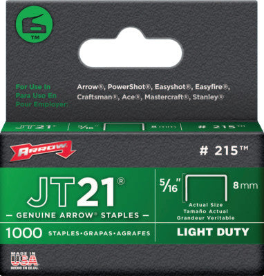 Arrow Fastener 215 5/16" Staples F/Staple Gun Tacker 1000/Pk