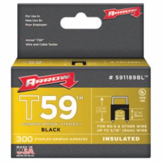 ARROW FASTENER 591189BL 5/16"X 5/16" Insulated Staple Blk 300/Box