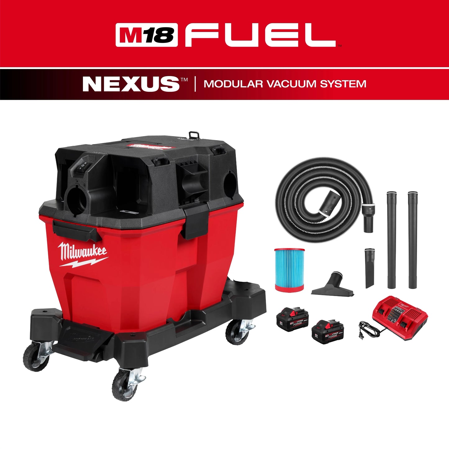Milwaukee Tool 0920-22HD M18 FUEL 9-Gallon Dual-Battery Wet/Dry Vacuum Kit, 1 EA