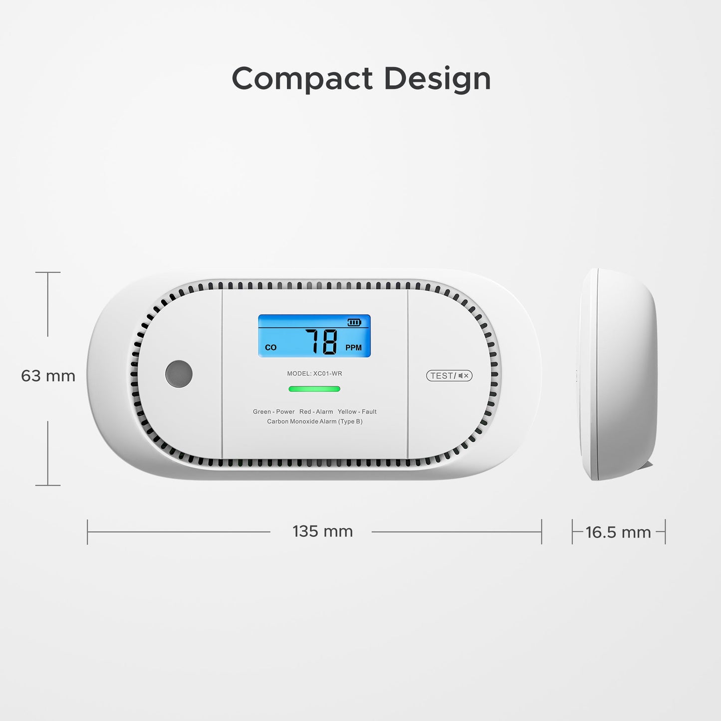 X-Sense XC01-WR Wireless Interconnected Carbon Monoxide Alarm - 1-Pack