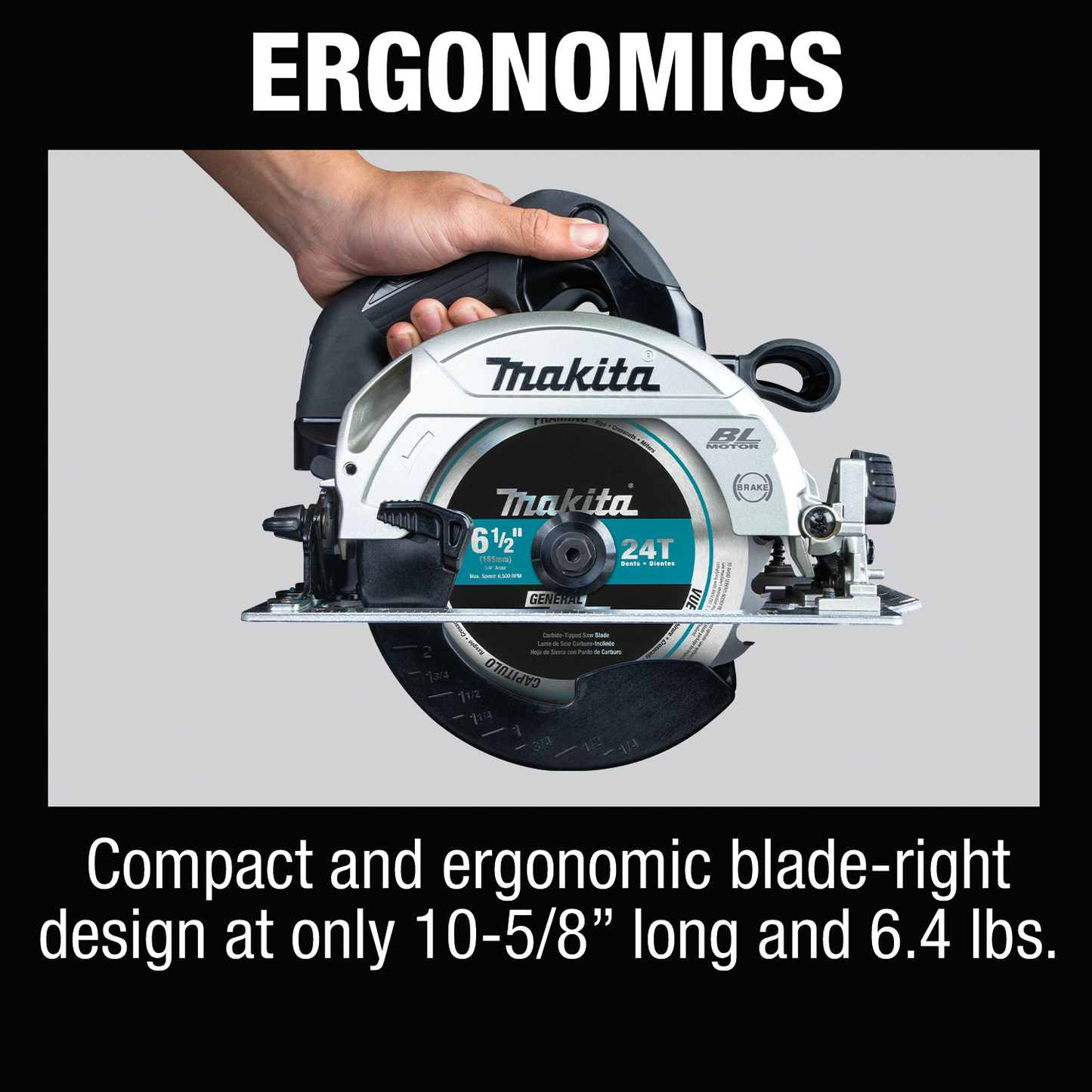 Makita XSH05ZB 18V LXT® Lithium‘Ion Sub‘Compact Brushless Cordless 6‘1/2 Circular Saw, AWS® Capable, Tool Only