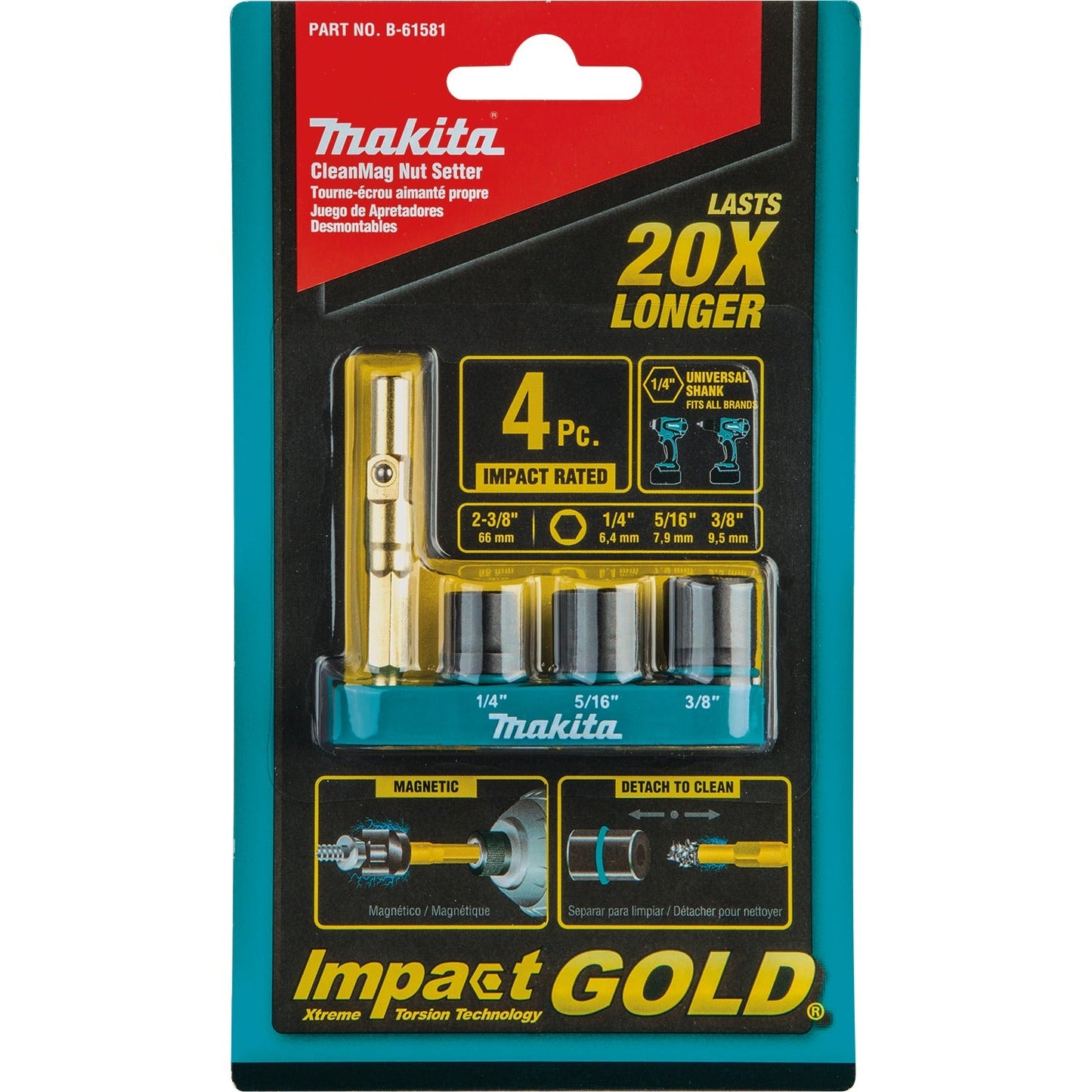 Makita B-61581 Impact GOLD® 4 Pc. Detachable Nutsetter