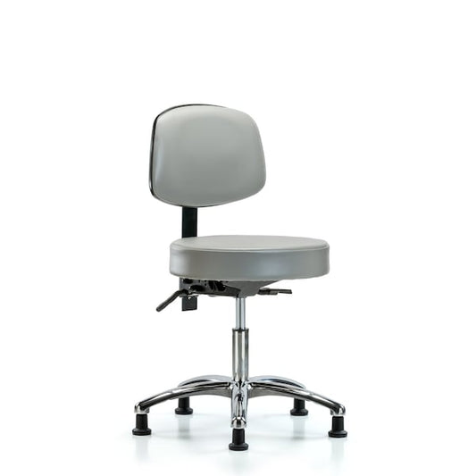 Blue Ridge Ergonomics VDHST-CR-T0-RG-8840 Rutledge Vinyl Stool with Back Chrome - Desk Height with Stationary Glides in Sterling Supernova™ Vinyl