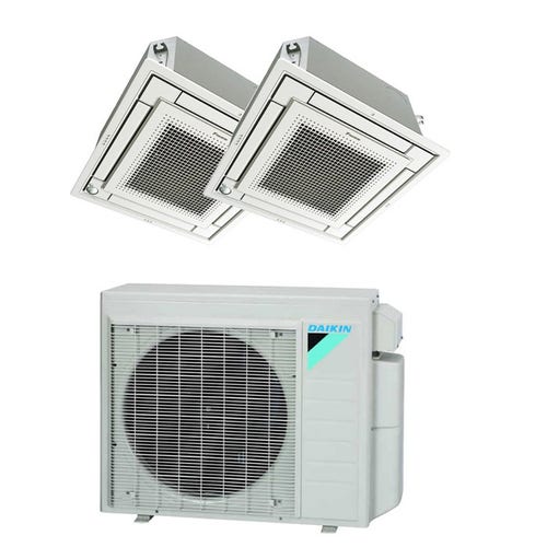 Daikin 36,000 BTU 17 SEER Dual Zone Ceiling Cassette Daikin Mini-Split Heat Pump System 15+18