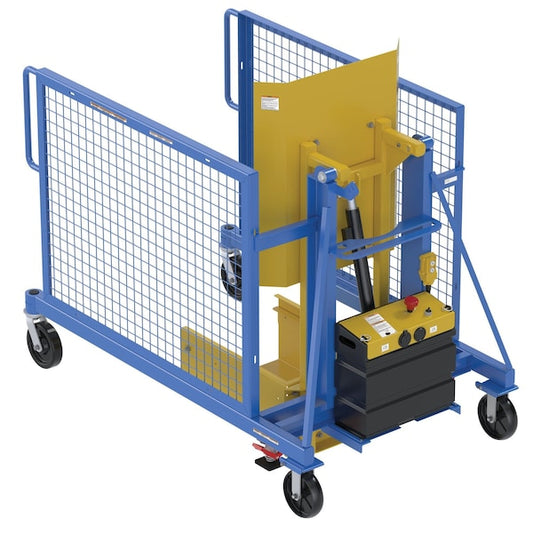 Vestil TCD-M-48-DC Trash Can, Blue/Yellow, Steel